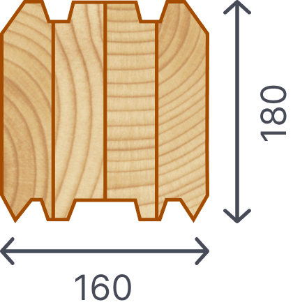 Клееный профилированный брус 160х180(H) мм в деталях